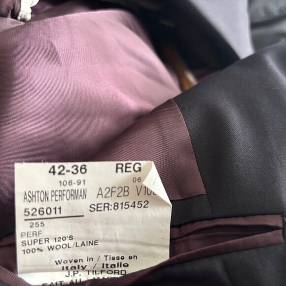 $1700 Samuelsohn Harry Rosen Dark Navy Wool Suit -42. Pants 36-37 - Picture 10 of 16